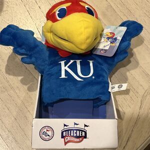 University Of Kansas Jayhawk Hand Puppet 2012 Bleacher Creatures- Licensed NIB